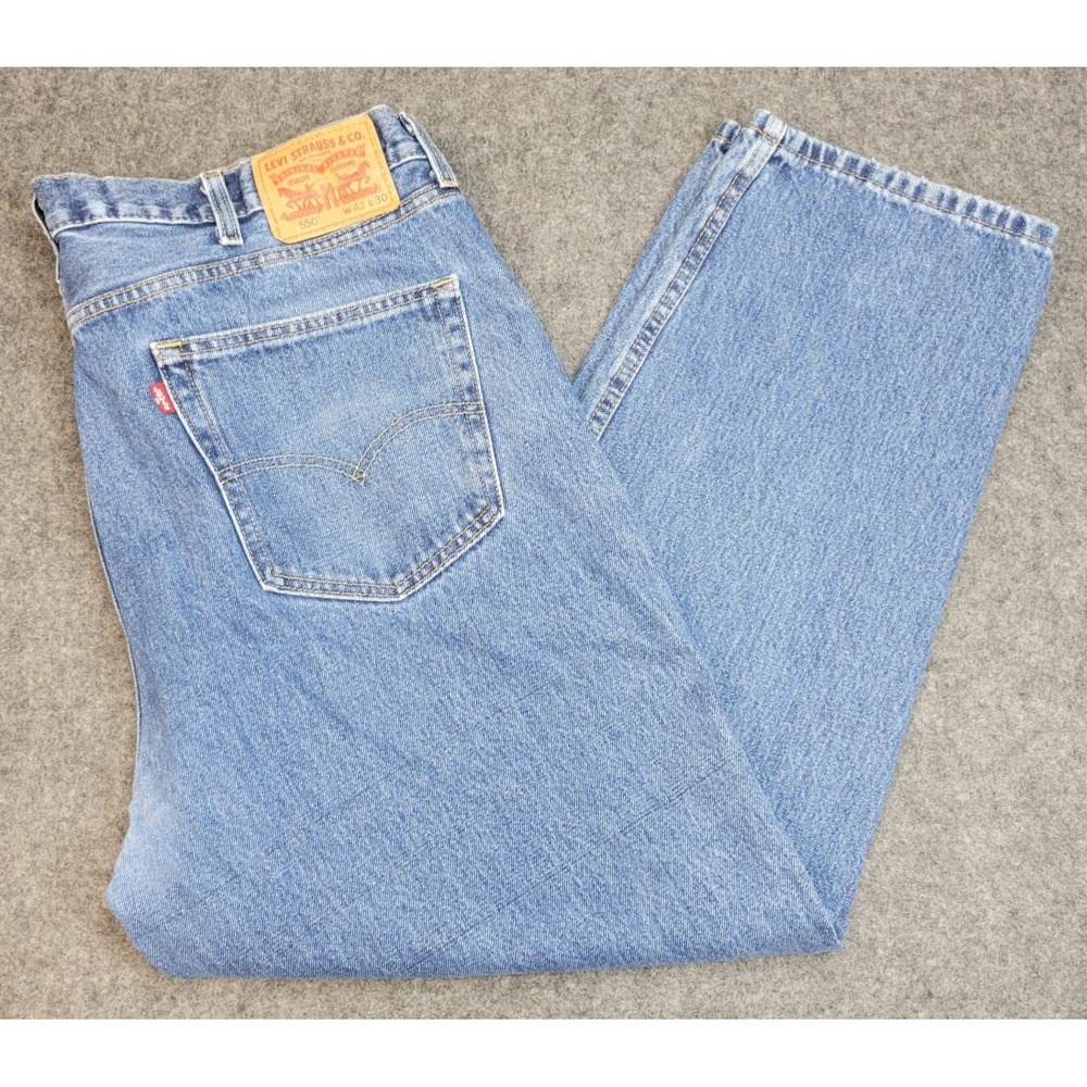 Levis 550 Jeans Mens 42x30 Blue Denim Red Tab Streetwear Dad Weekend‎ Casual